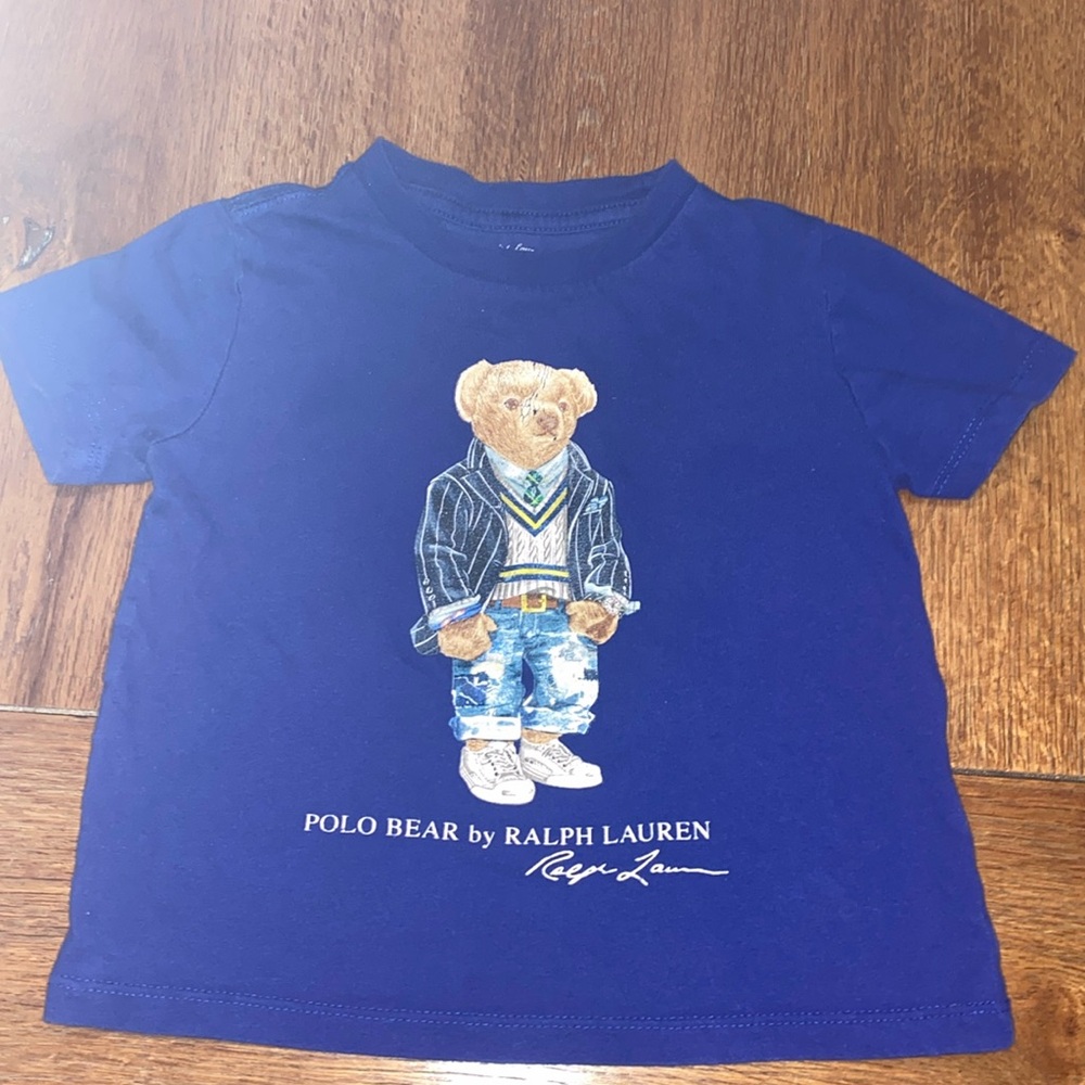 Ralph Lauren 24 month short sleeve blue shirt, but with a little wear and tear